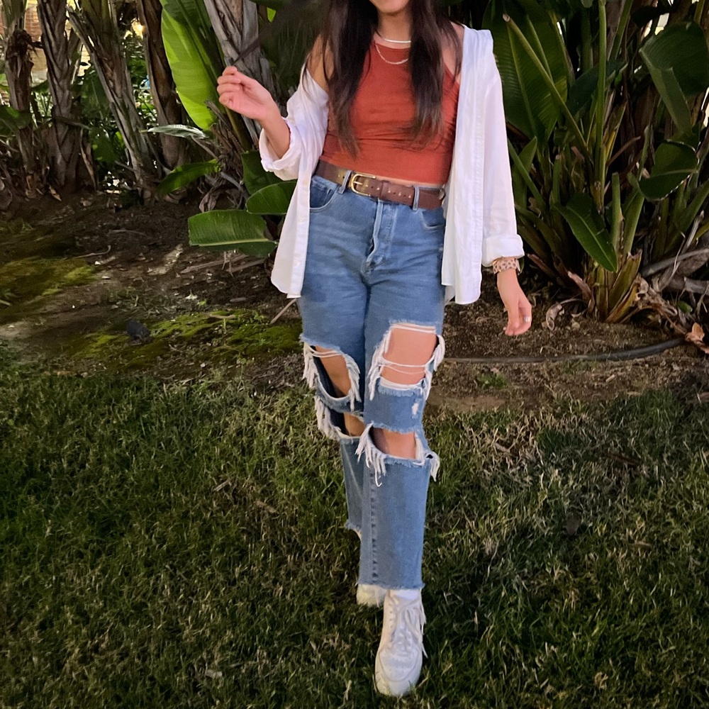 PacSun // High rise wide leg distressed jeans